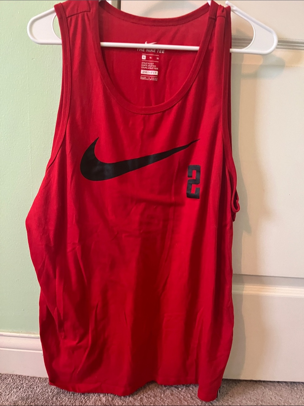 Nike Red Men’s Athletic Tank with Black Swoosh